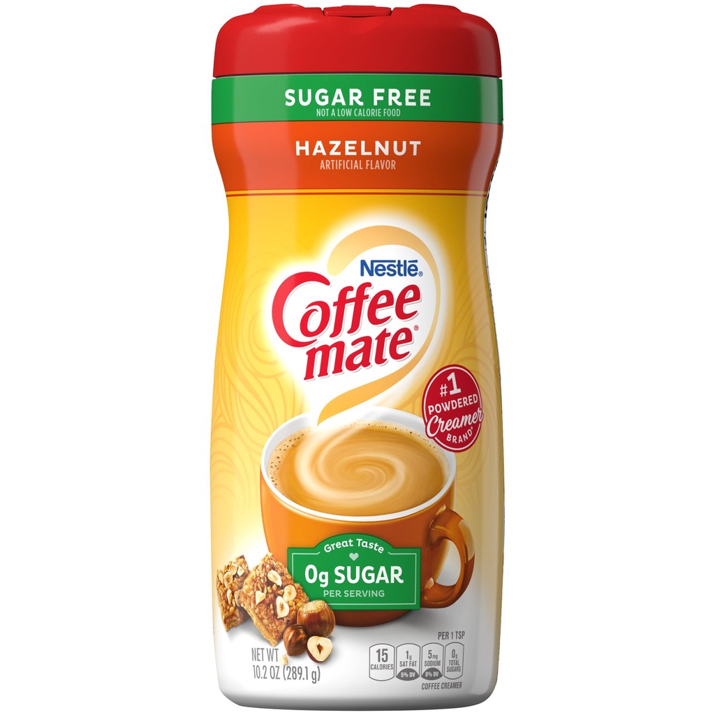 COFFEE MATE NESTLE HAZELNUT SUGAR FREE 289,1 GR