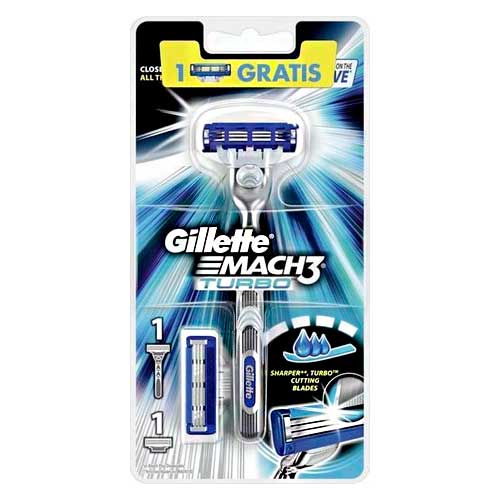 AFEITADORA GILLETTE MACH3 TURBO 1 HANDLE 2 CARTRIDGES