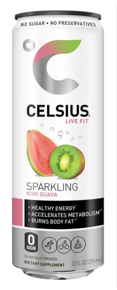 AGUA CELSIUS SABORIZADA KIWI GUAVA 355 ML.