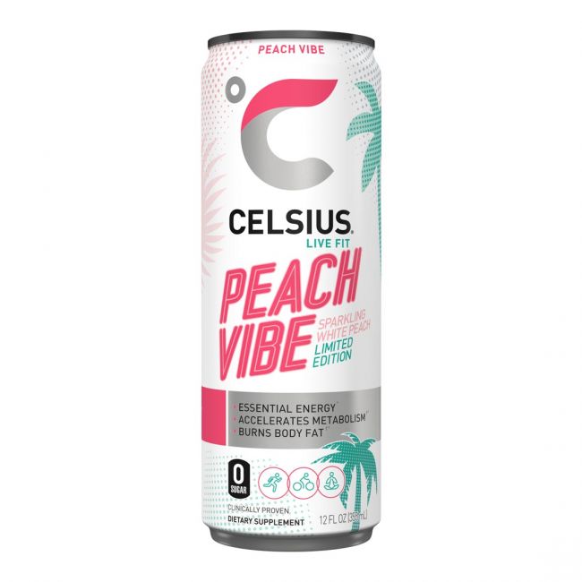 AGUA CELSIUS SABORIZADA PEACH VIBE 355 ML.