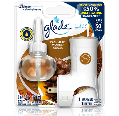 AROMATIZANTE GLADE CASHMERE WOODS 1 WARMER 1 REFILL 19.8 ML