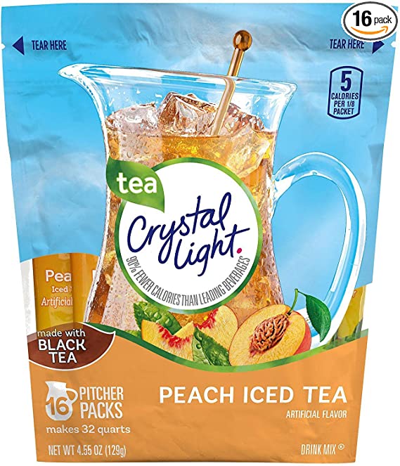 BEBIDA CRYSTAL LIGHT TEA PEACH ICED TEA 16 PACKETS 129 GR