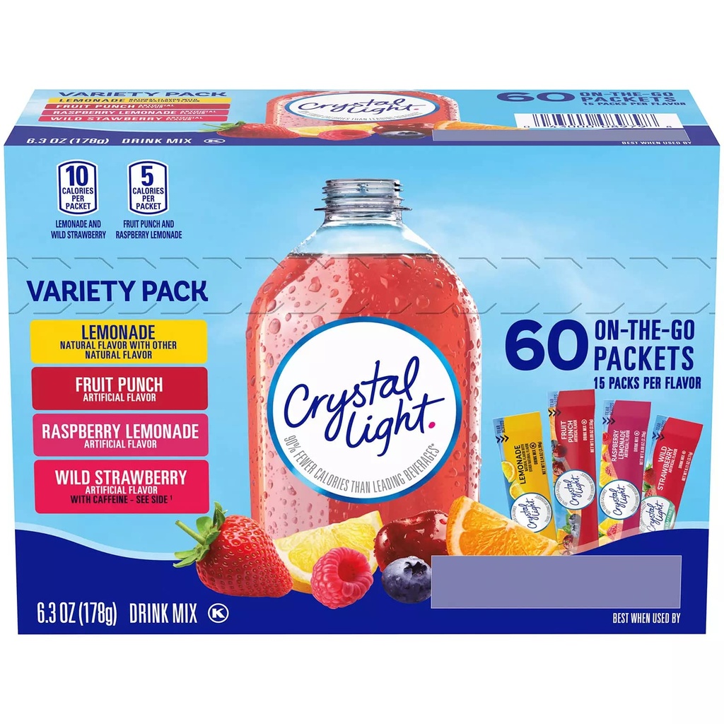 BEBIDA CRYSTAL LIGHT VARIETY PACK 60 PACKETS 178 GR