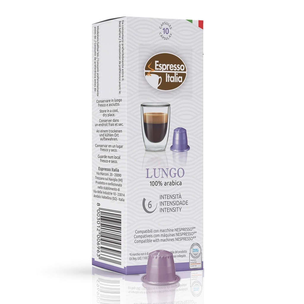 CAPSULAS DE CAFE ESPRESSO ITALIA NESPRESSO LUNGO 10 CAPS