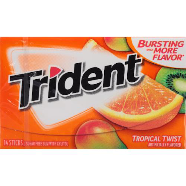 CHICLE TRIDENT TROPICAL TWIST 14 STICKS
