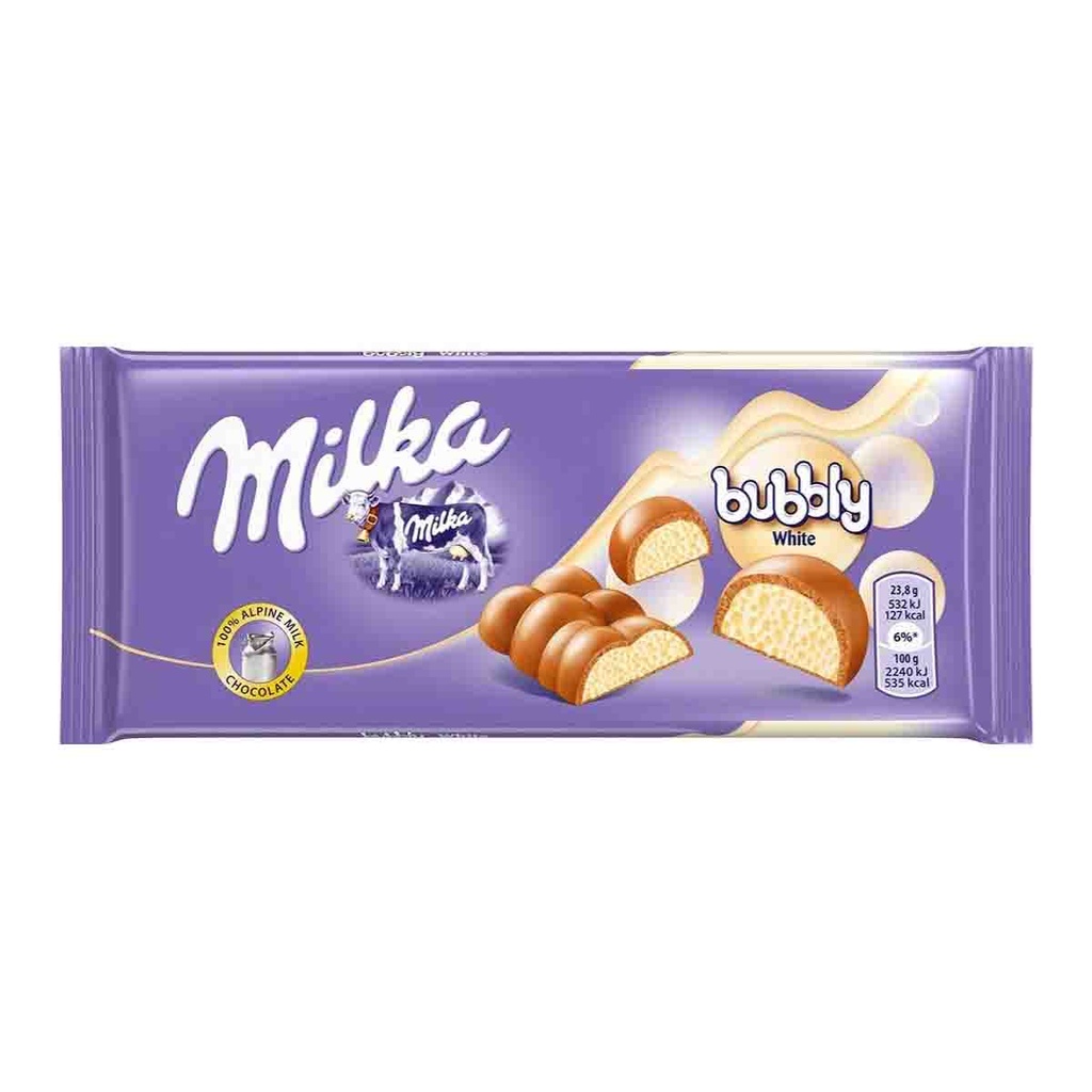 CHOCOLATE MILKA BUBBLY WHITE 100 GR