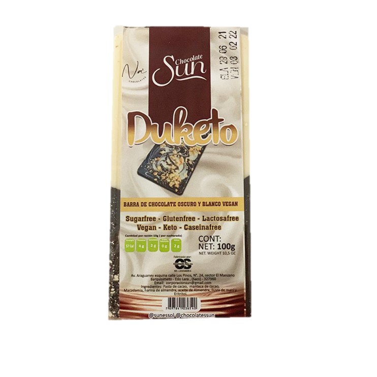 CHOCOLATE SUN OSCURO Y BLANCO DUKETO 100 GR