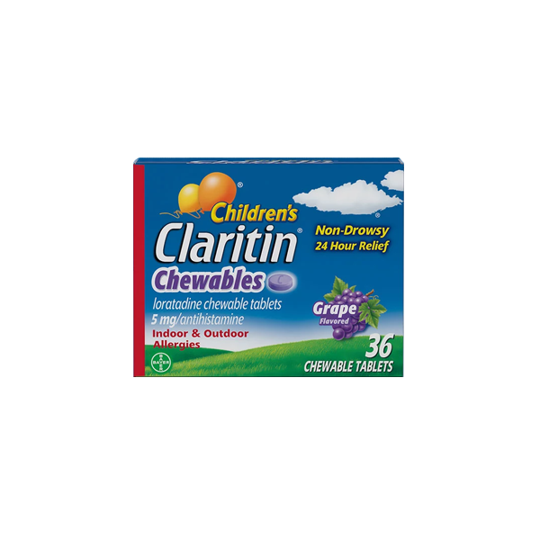 ANTIALERGICO CLARITIN CHILDRENS CHEWABLES 5 MG 36 TABLETS 