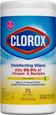 TOALLAS DESINFECTANTE CLOROX  CRISP LIMON 474 GR (75 WIPES)