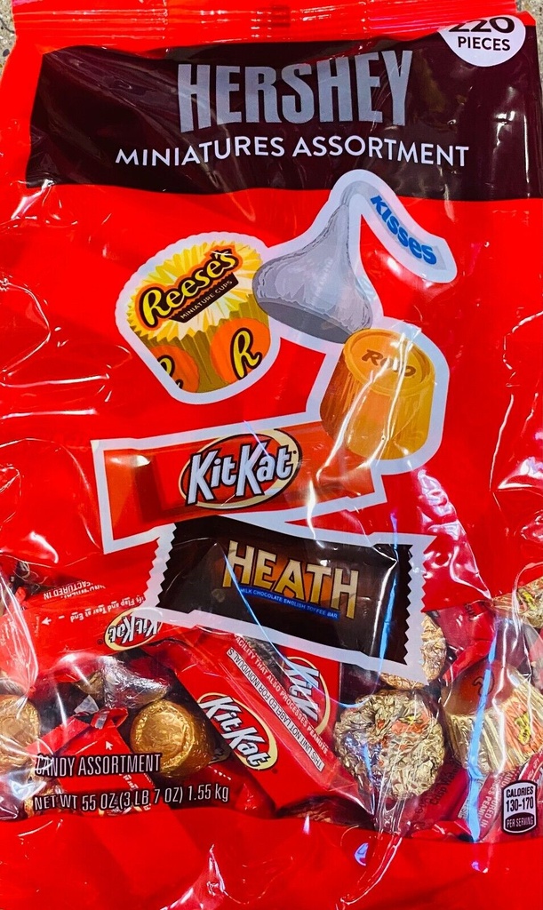 CHOCOLATES HERSHEYS MINIATURES ASSORTMENT 220 PIEZAS 1.55 KG
