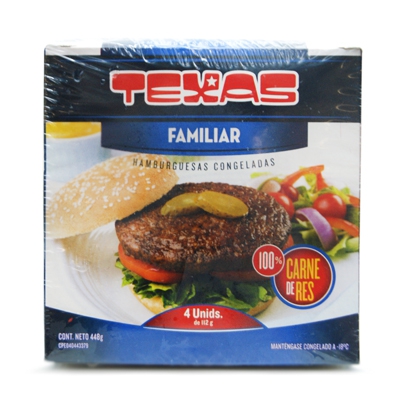 HAMBURGUESA TEXAS CONGELADAS FAMILIAR 112 GR 
