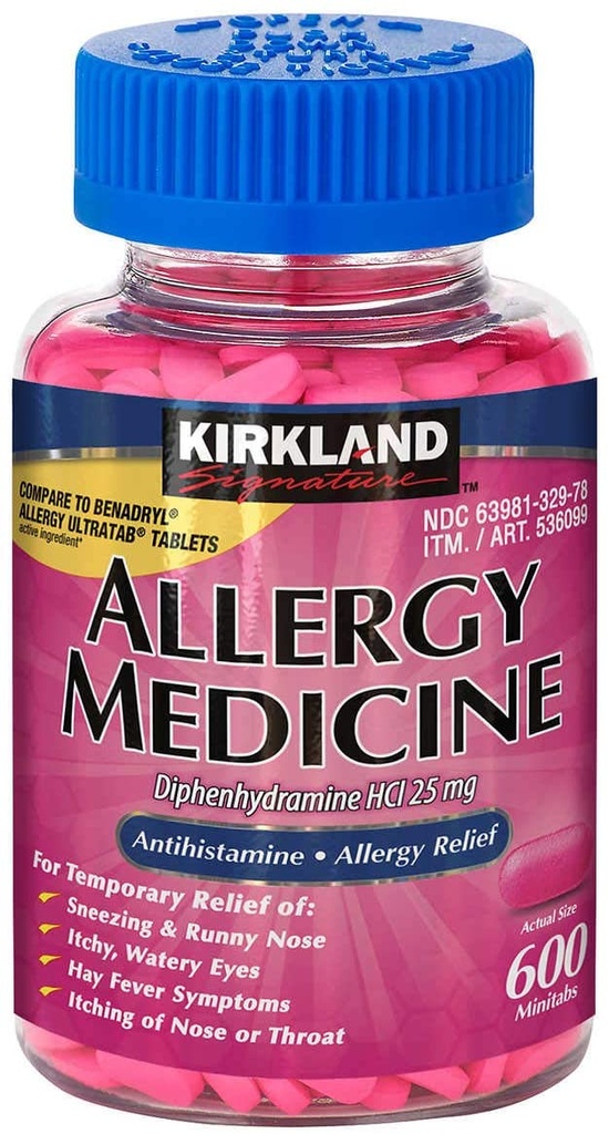 ANTI-ALERGICO KIRKLAND ALLERGY MEDICINE 25 MG 600 MINITABS