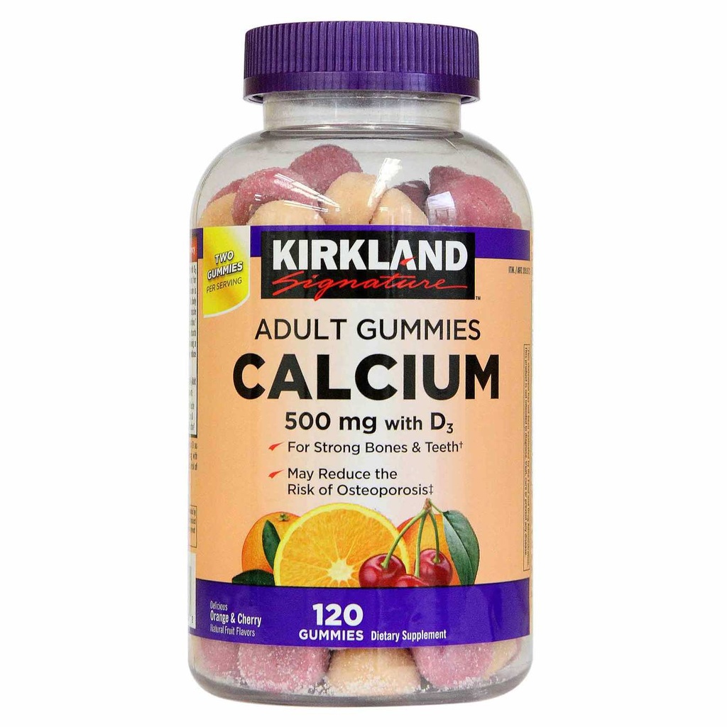 CALCIO KIRKLAND ADULT GUMMIES 500 MG WITH D3 120 GUMMIES