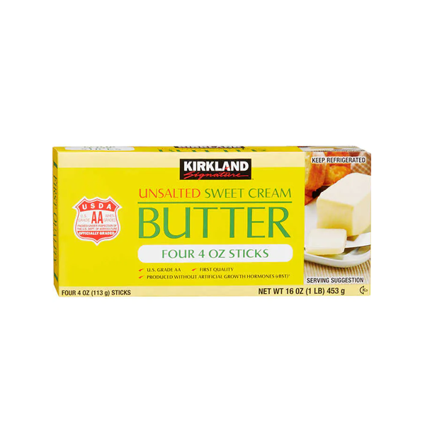 MANTEQUILLA KIRKLAND UNSALTED SWEET CREAM BUTTER 453 GR