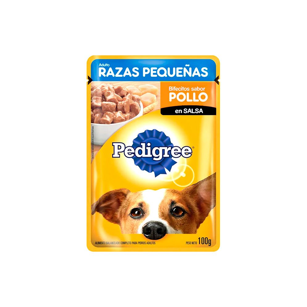 ALIMENTO PARA PERROS PEDIGREE ADULTO RAZA PEQUEÑA BIFECITOS POLLO 100 GR