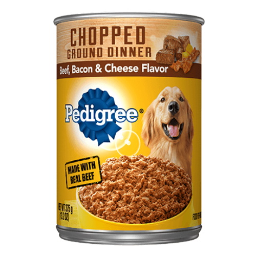 ALIMENTO PARA PERROS PEDIGREE CHOPPED GROUND DINNER BEEF, BACON & CHEESE FLAVOR 375 GR