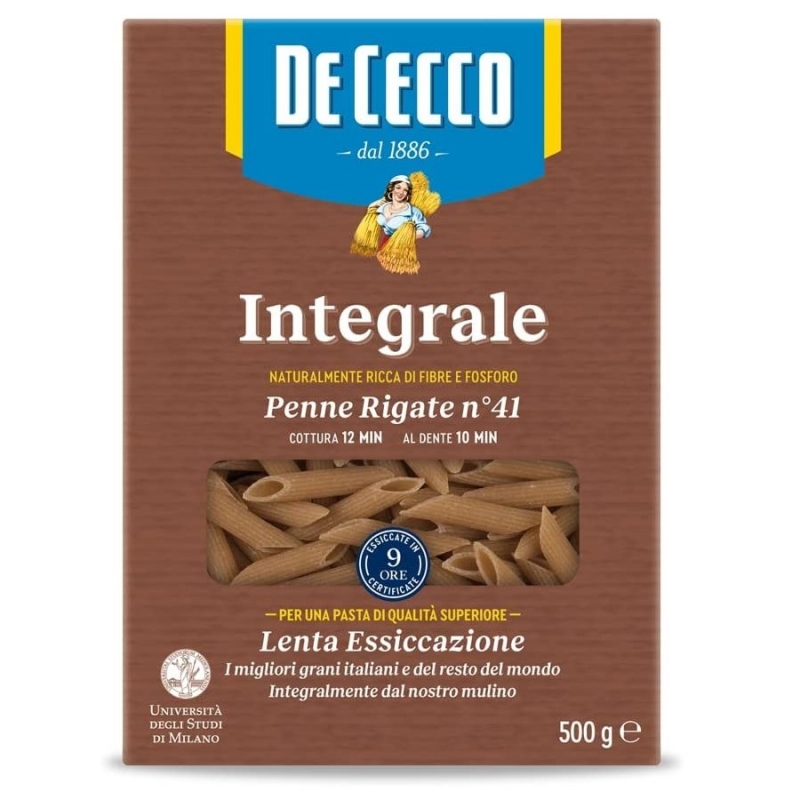 PASTA DE CECCO PENNE RIGATE N°41 INTEGRALE 500 GR