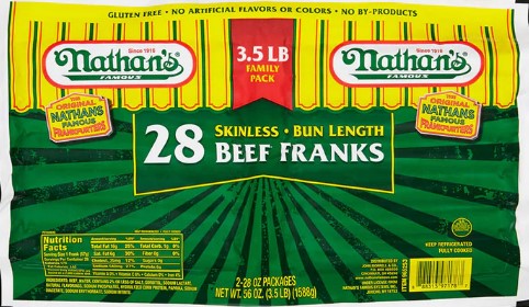 SALCHICHAS BEEF FRANKS NATHANS 14 UNI 794 GR