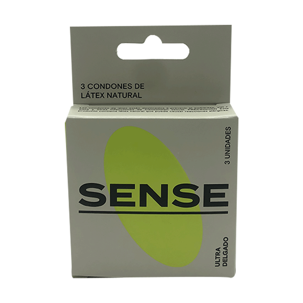 PRESERVATIVO SENSE 3 CONDONES LATEX NATURAL ULTRA DELGADO