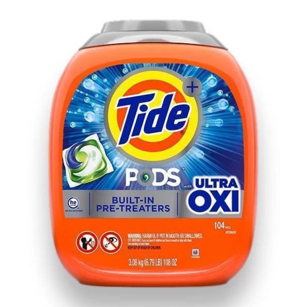 DETERGENTE EN CAPSULA TIDE PODS ULTRA OXI 4 EN 1 BUIL-IN PRE-TREATERS 3.08 KG 