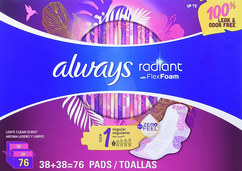 TOALLAS SANITARIAS ALWAYS RADIANT FLEX FOAM 76 UND TALLA 1