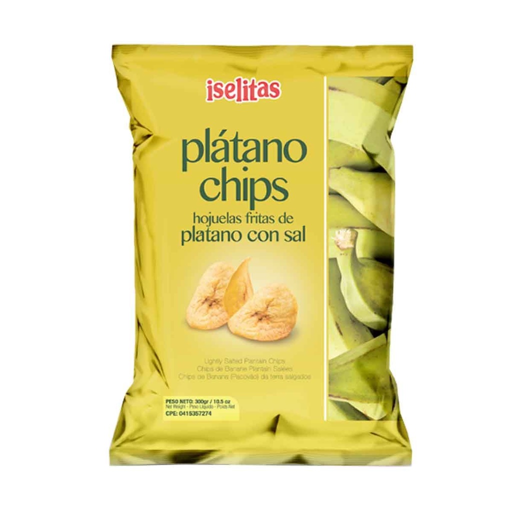 PLATANO ISELITAS CHIPS NATURAL CON SAL 300 GR 
