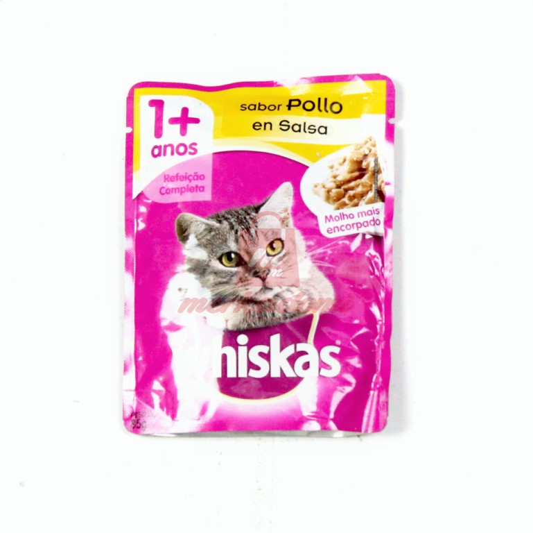 ALIMENTO PARA GATOS WHISKAS EN SALSA SABOR A POLLO 85 GR