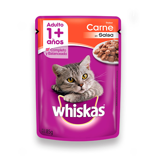 ALIMENTO PARA GATOS WHISKAS CARNE EN SALSA ADULTO 85 GR
