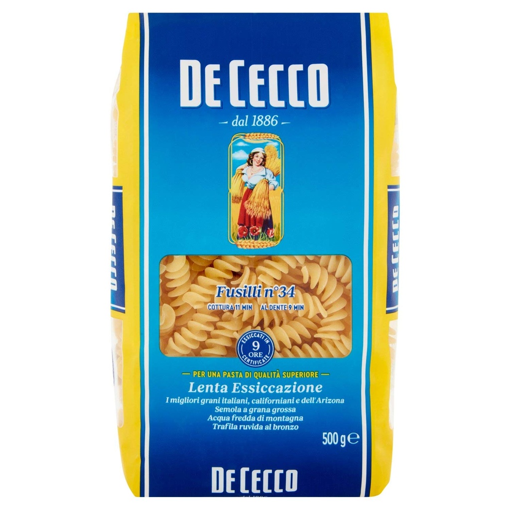PASTA FUSILLI N° 34 DE CECCO 500 GR