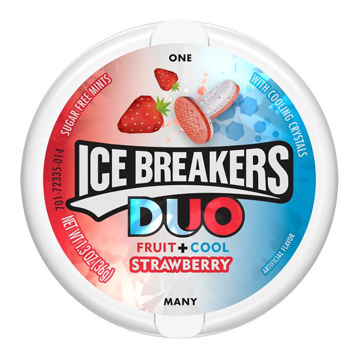 CARAMELO ICE BREAKERS  DUO FRUIT + COOL STRAWBERRY 42GR