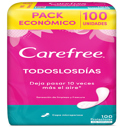 PROTECTORES DIARIOS CAREFREE SIN PERFUME 100 UN