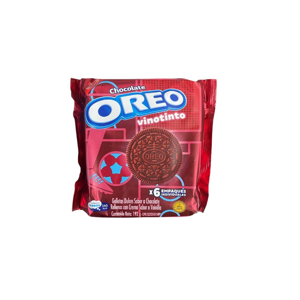 GALLETA NABISCO OREO CHOCOLATE VINOTINTO 216 GR 6 EMPAQUES