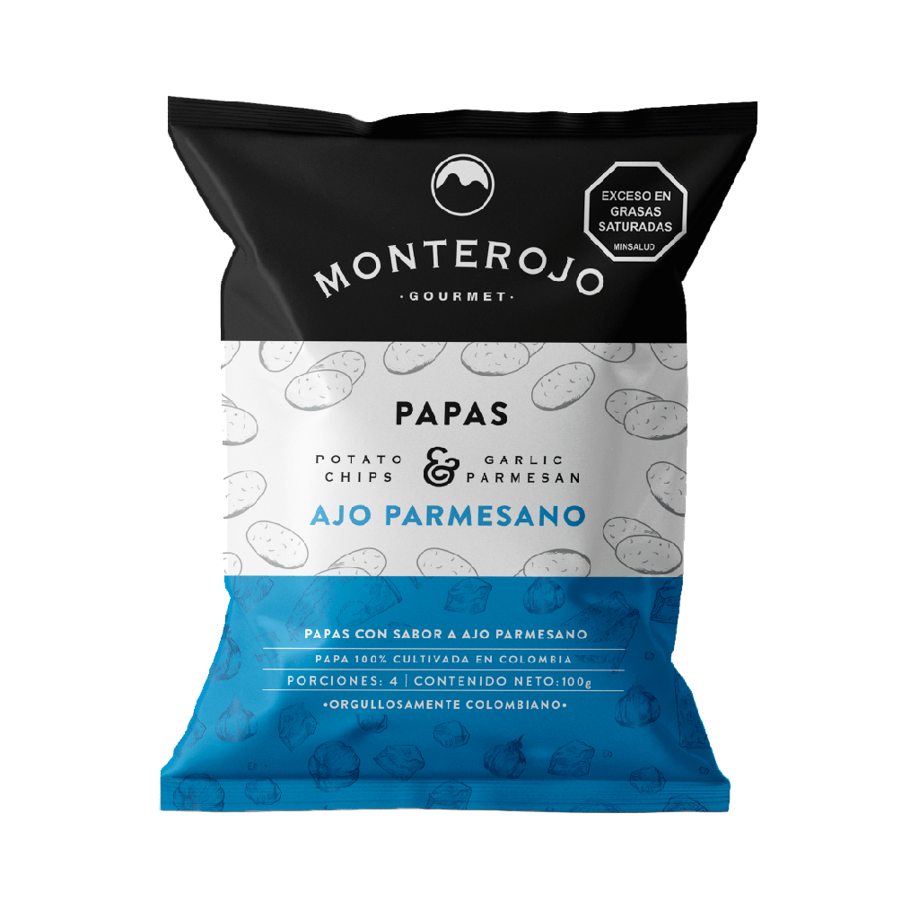 PAPAS MONTEROJO SABOR AJO PARMESANO 100 GR