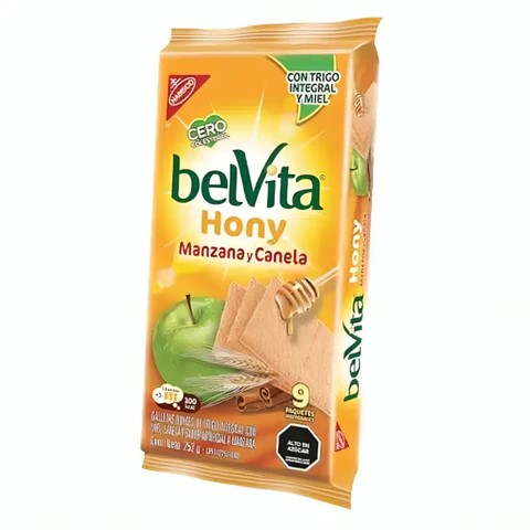 GALLETA NABISCO BELVITA HONEY MANZANA Y CANELA 252 GR 9 UNI