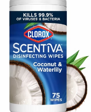 TOALLAS CLOROX DESINFECTANTE SCENTIVA COCONUT 75 WIPES 474 GR
